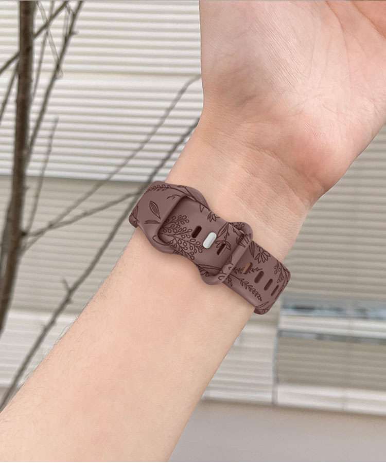 アップルウォッチバンド 花柄彫刻入りシリコン製スマートウォッチバンド