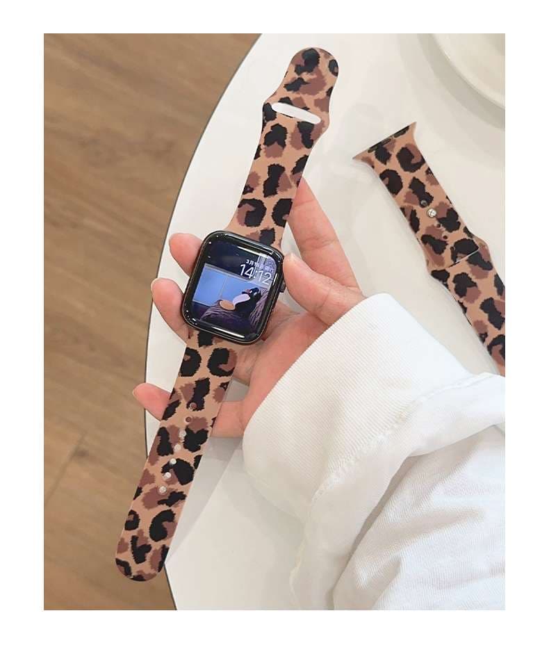 豹柄デザインシリコン製アップルウォッチバンド