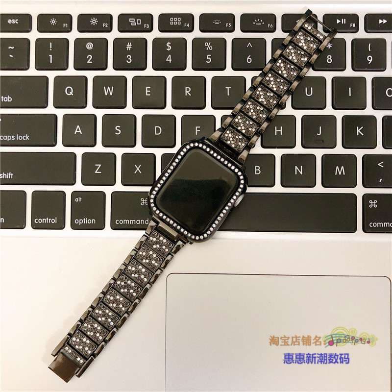 アップルウォッチバンド 宝石装飾付きスマートウォッチ用金属バンド