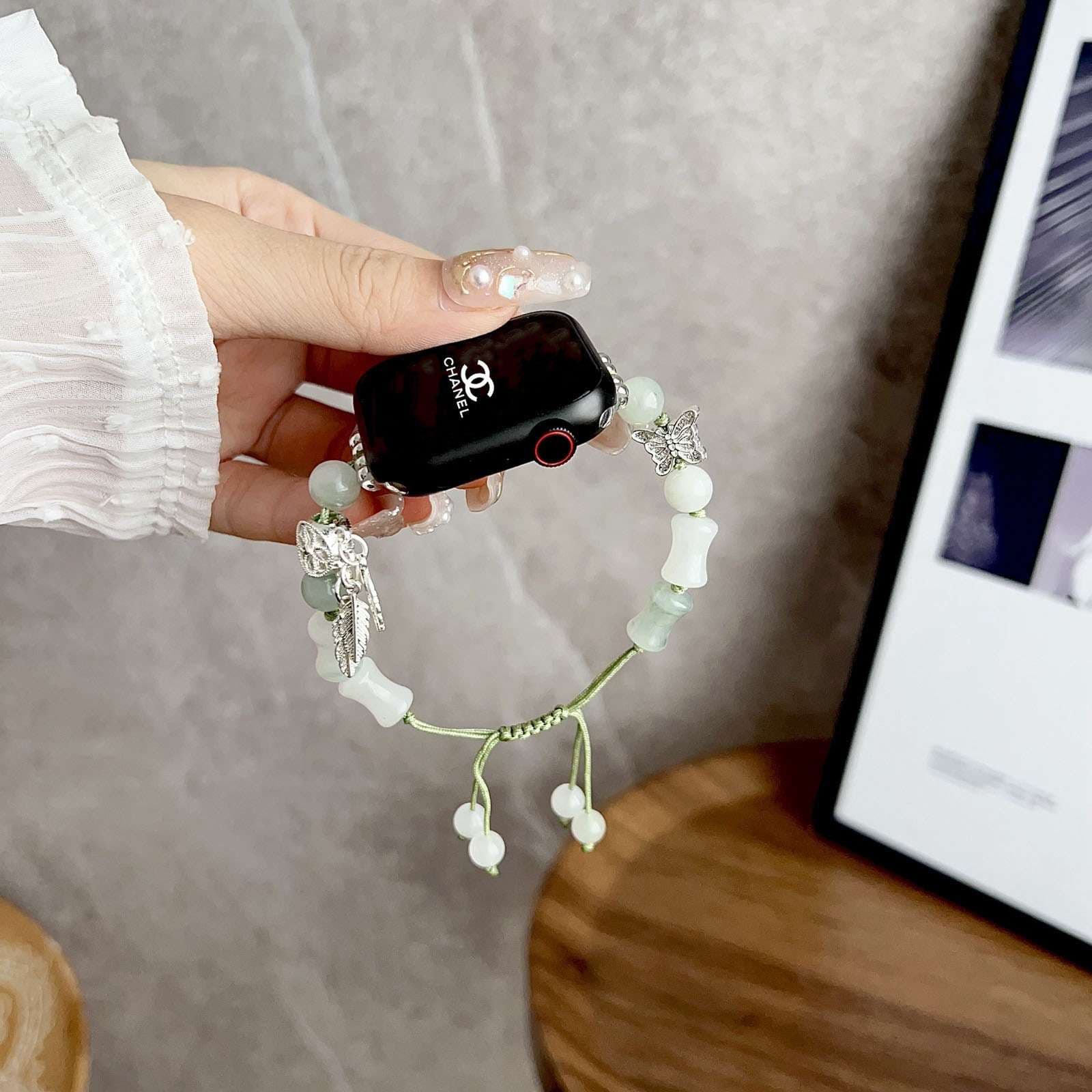 アップルウォッチバンド 蝶モチーフ ジェムストーンバンド