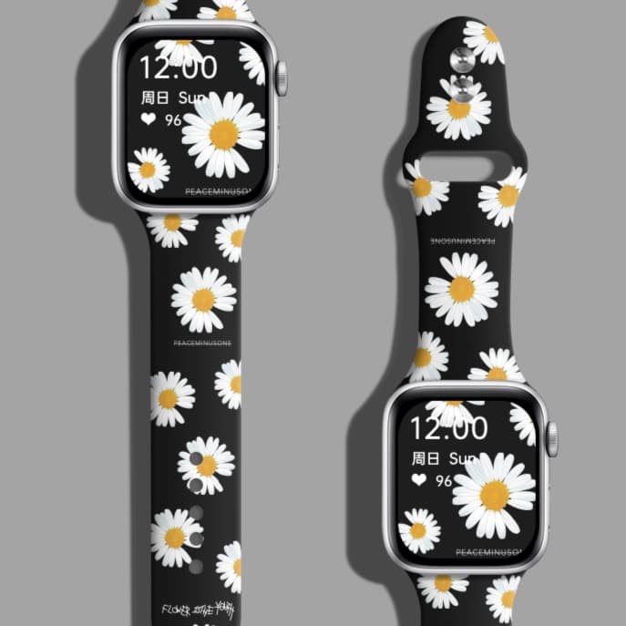 アップルウォッチバンド デイジー柄シリコンバンド