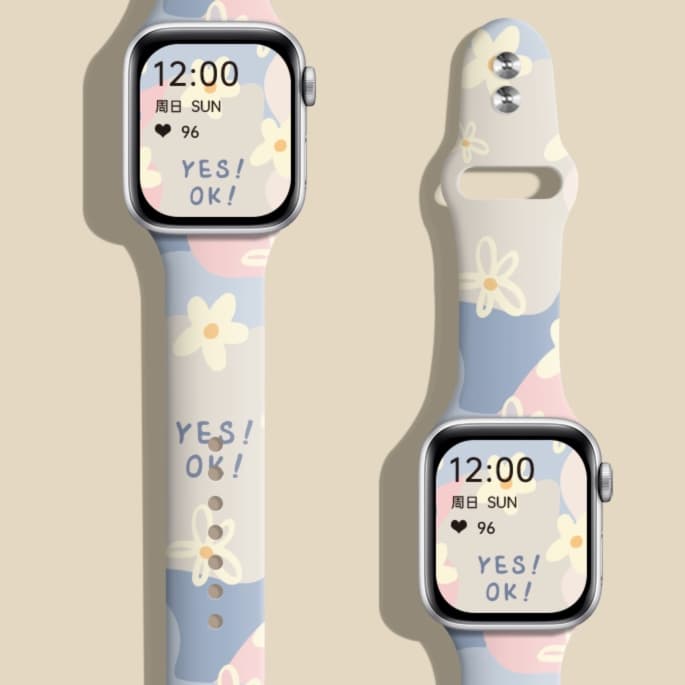 アップルウォッチバンド デイジー柄シリコンバンド