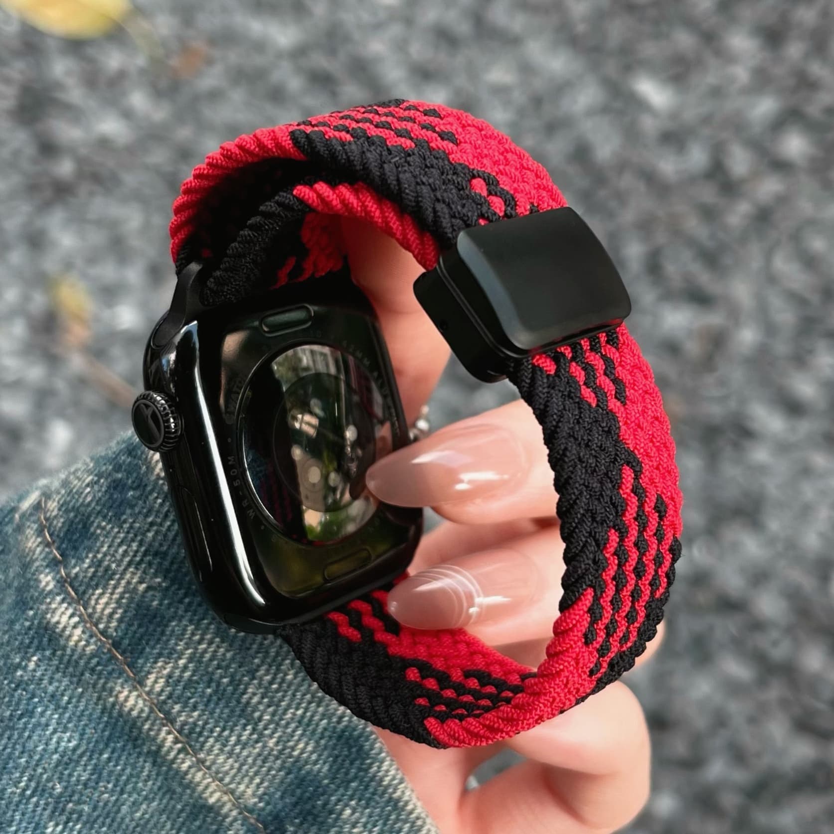 アップルウォッチバンドソロループ 伸縮性ニット編み込みベルト