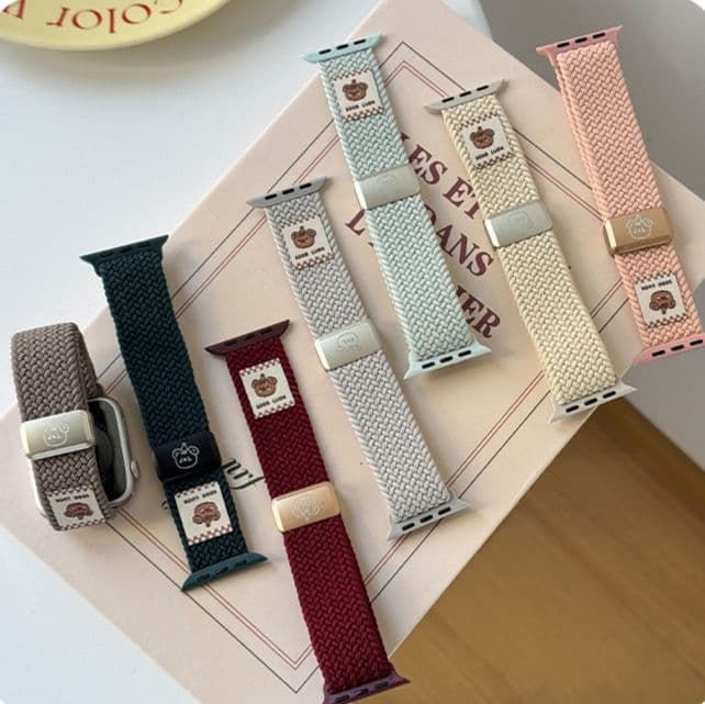 アップルウォッチバンド ニット編み込み風ナイロンバンド