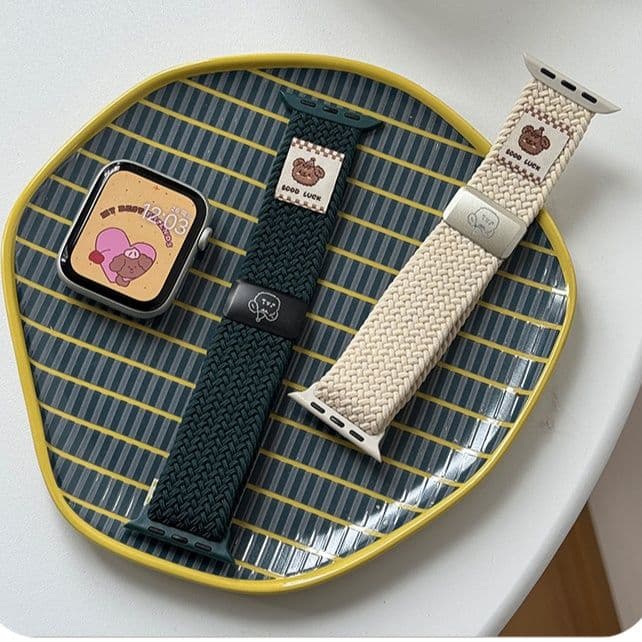 アップルウォッチバンド ニット編み込み風ナイロンバンド