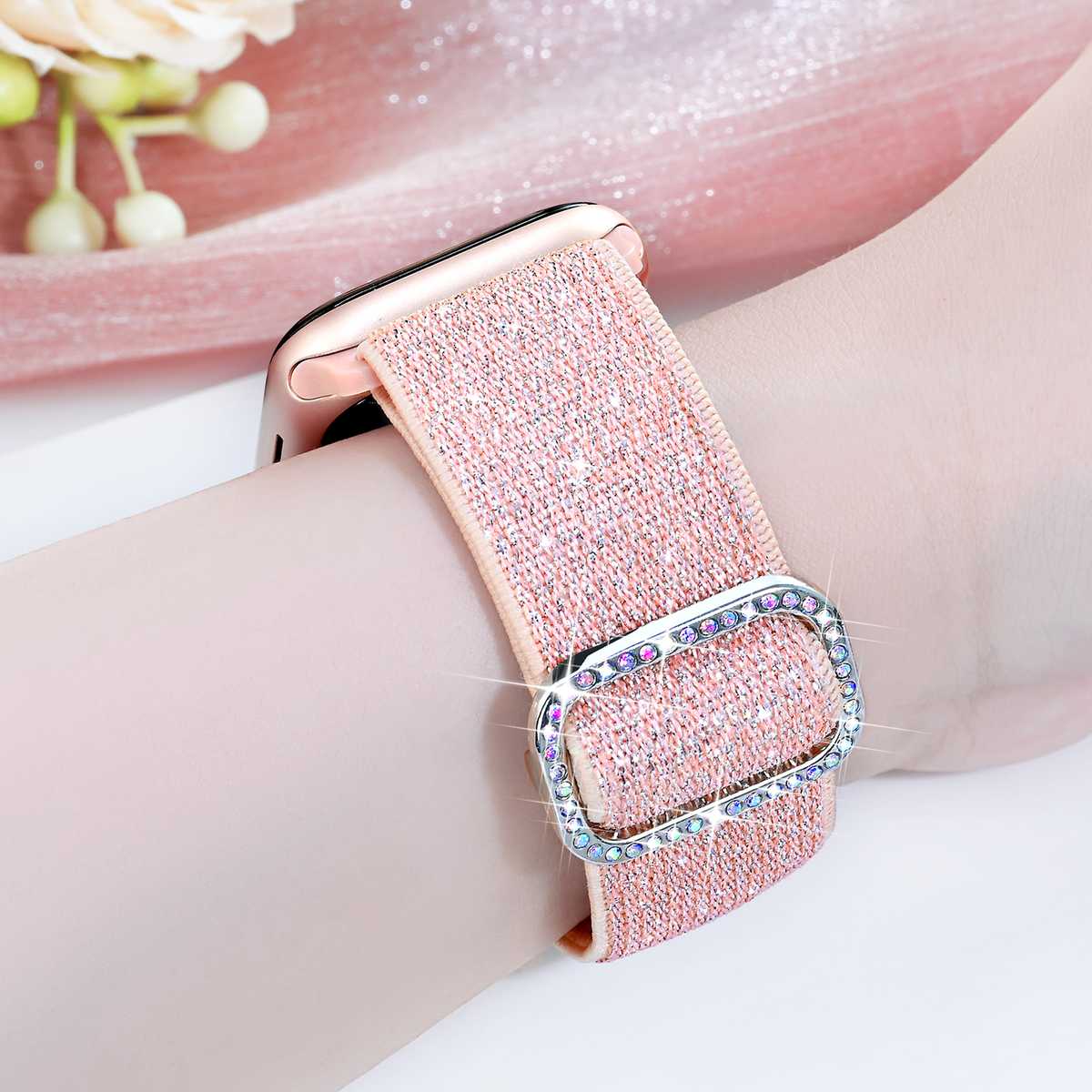 アップルウォッチバンド アップルウォッチバンド キラめき宝石バックル織りベルト