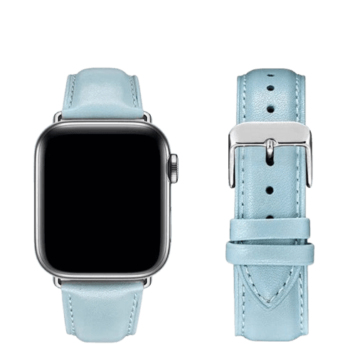 アップルウォッチバンド パステルブルー レザー