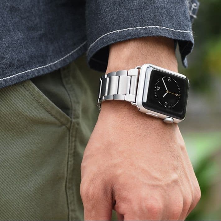 アップルウォッチバンド ステンレス 高級金属製三つ折り留め具付き時計替えバンド