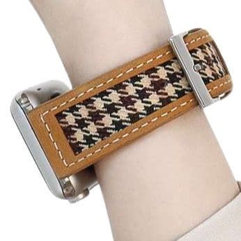 アップルウォッチバンド ハウンドトゥース柄レザー