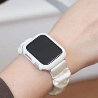 アップルウォッチバンド 光沢感のあるシュシュ風デザインバンド