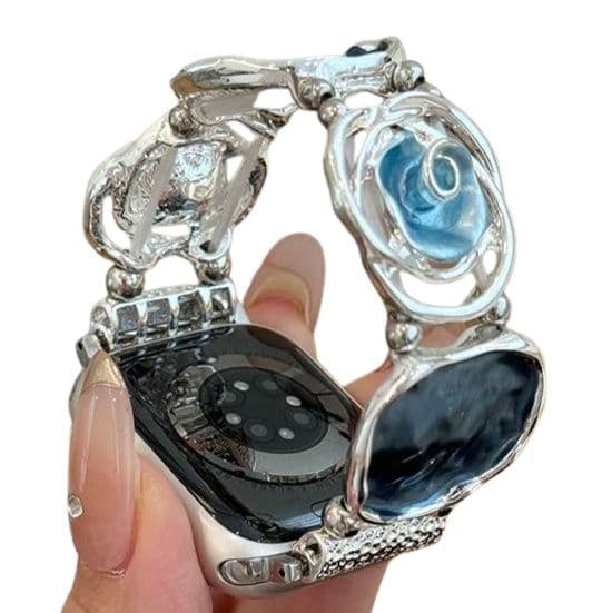 アップルウォッチバンド 高級感漂うローズクリスタルスマートウォッチバンド