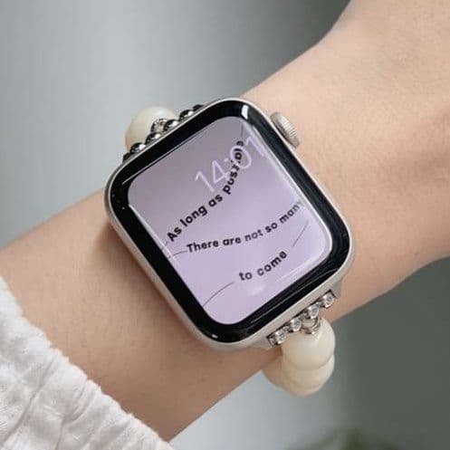 アップルウォッチバンド 天然石ビーズ調エレガントブレスレットバンド