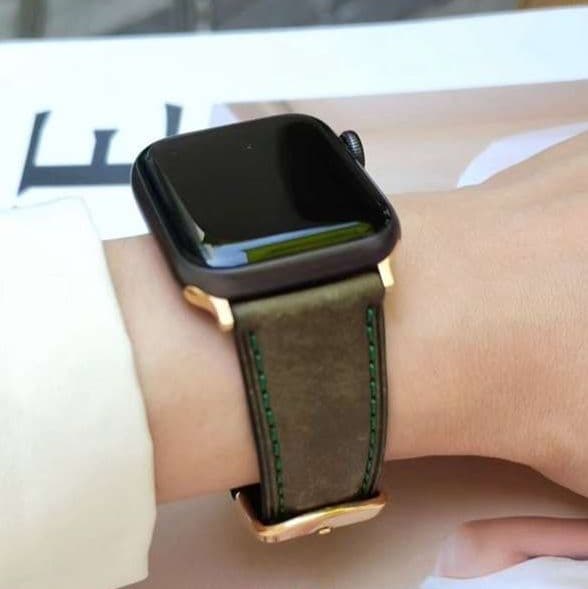 アップルウォッチバンド 配色ステッチ本革レザーバンド