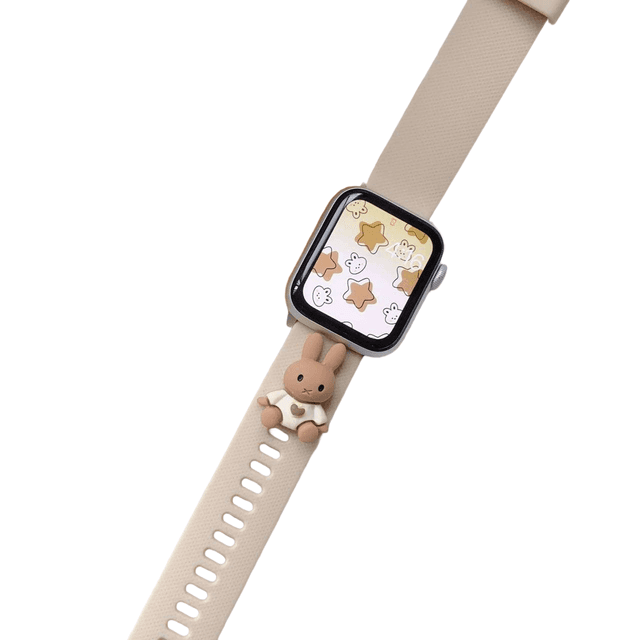 アップルウォッチバンド うさぎさん付きシリコン製スマートウォッチバンド