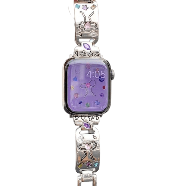 アップルウォッチバンド 宝石とリボンのきらめくスマートウォッチバンド