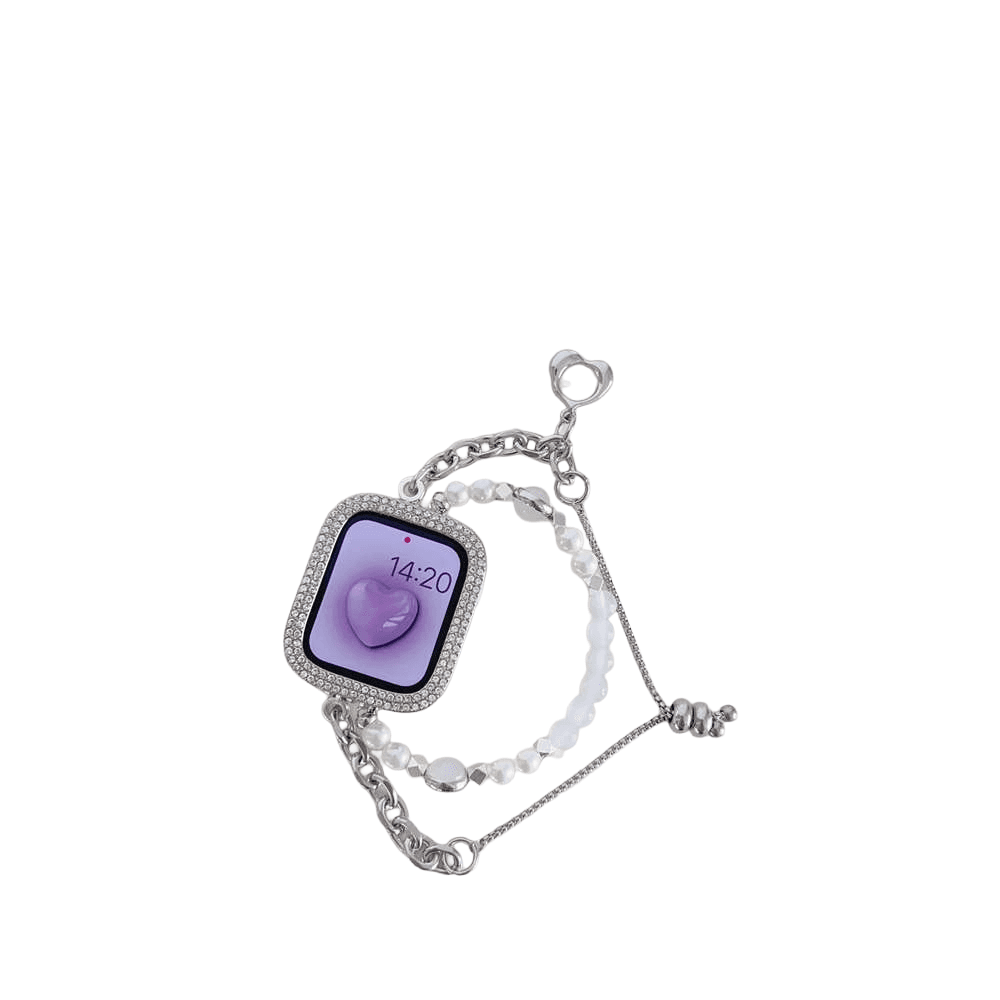 アップルウォッチバンド パールとクリスタルのチャーム付きウォッチバンド