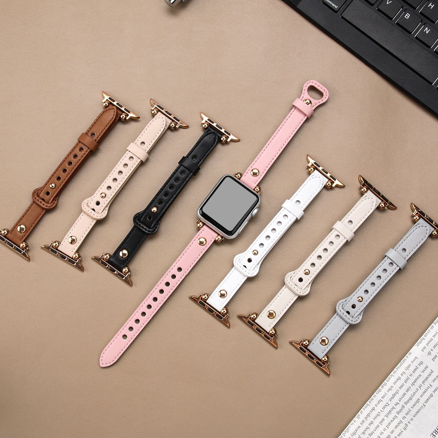 アップルウォッチバンドレザー 本革スリム円環金具付き時計替えベルト