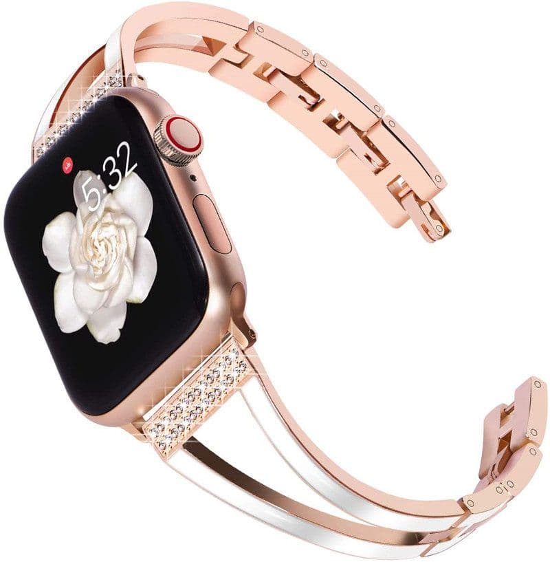 アップルウォッチバンド 細身デザイン 透かし メタル ラインストーン付き