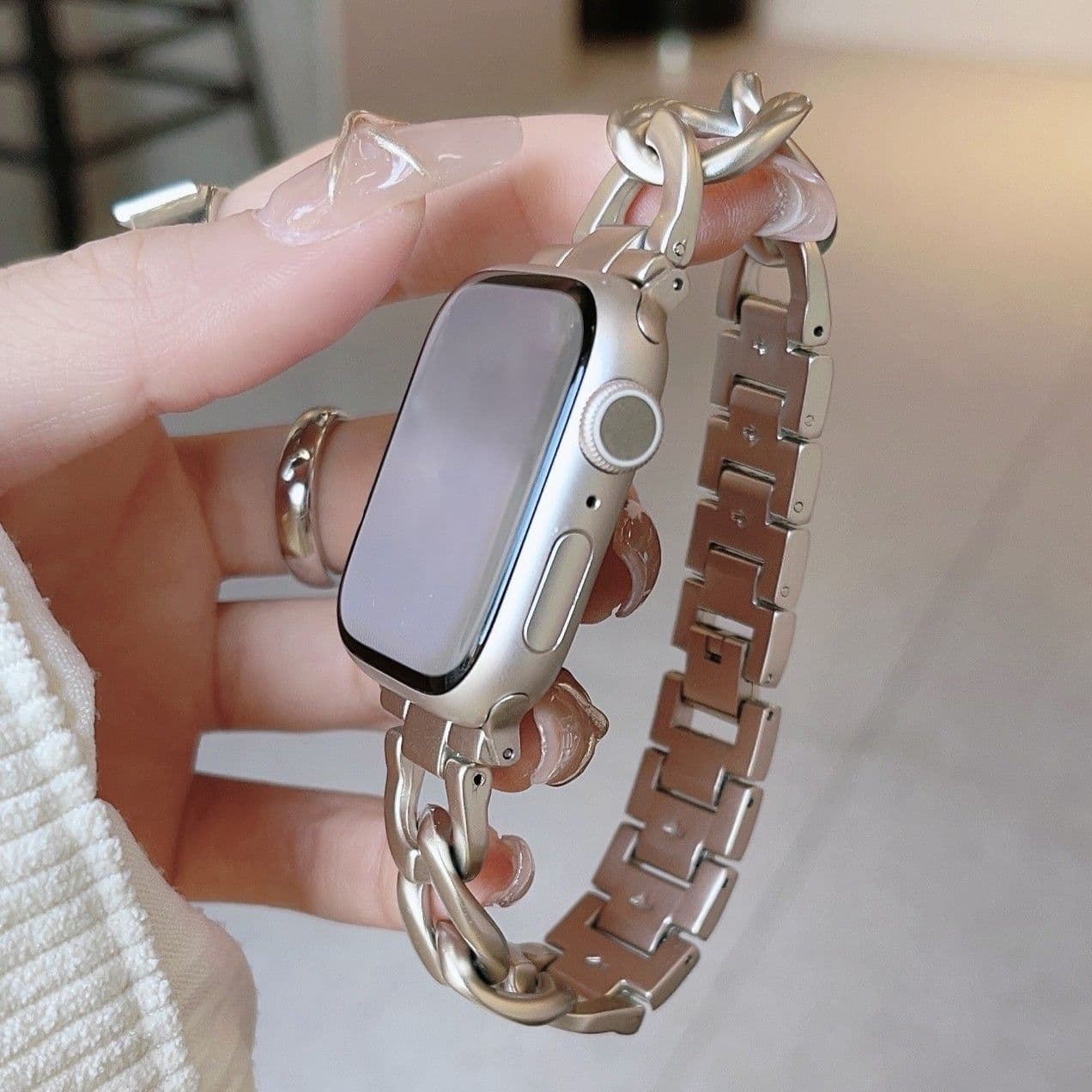 アップルウォッチバンド ステンレス 洗練チェーンリンクバンド