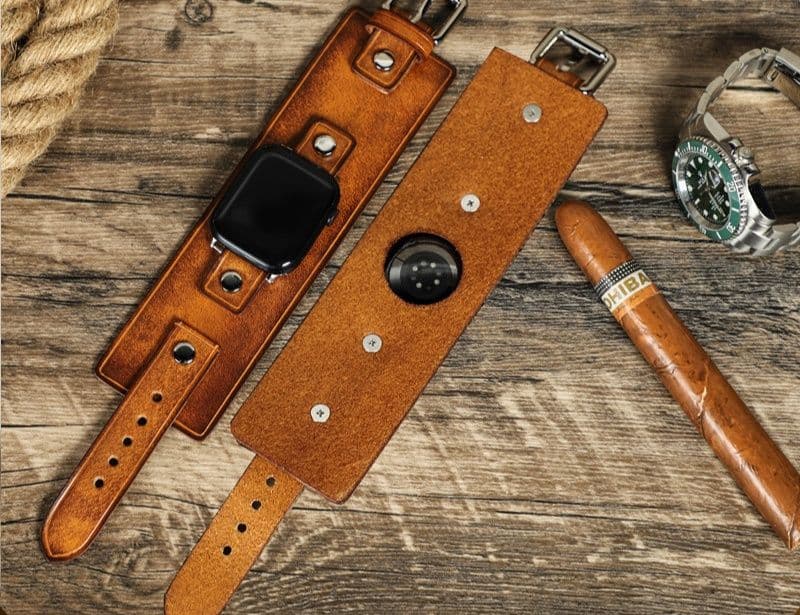 アップルウォッチバンドレザー 本革二重巻きワイドカフデザインバンド