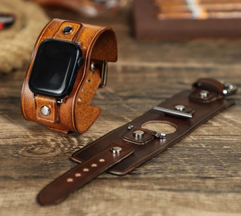 アップルウォッチバンドレザー 本革二重巻きワイドカフデザインバンド