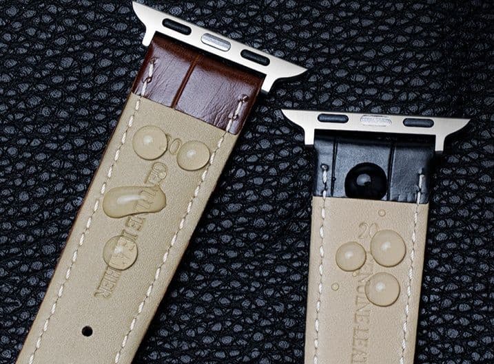 アップルウォッチバンドレザー クロコ型押し本革バンド白ステッチ仕様