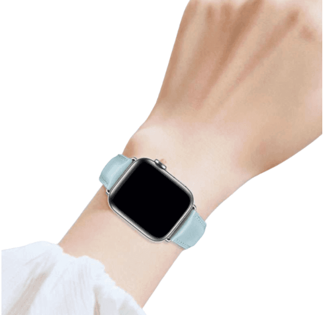 アップルウォッチバンド パステルブルー レザー