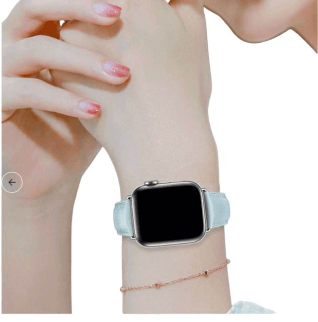 アップルウォッチバンド パステルブルー レザー