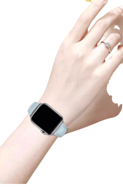 アップルウォッチバンド パステルブルー レザー