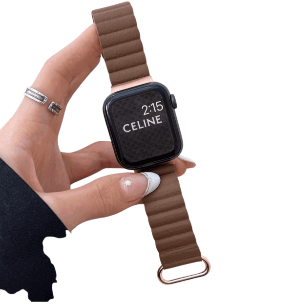 アップルウォッチバンド マグネット式連結レザーバンド