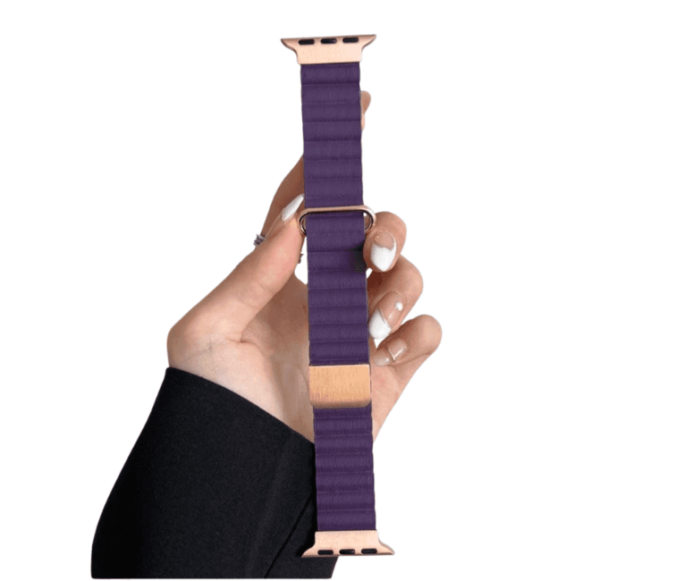 アップルウォッチバンド マグネット式連結レザーバンド