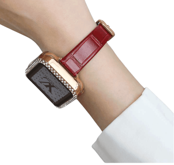 アップルウォッチバンド 高級感溢れるワインレッドレザーバンド