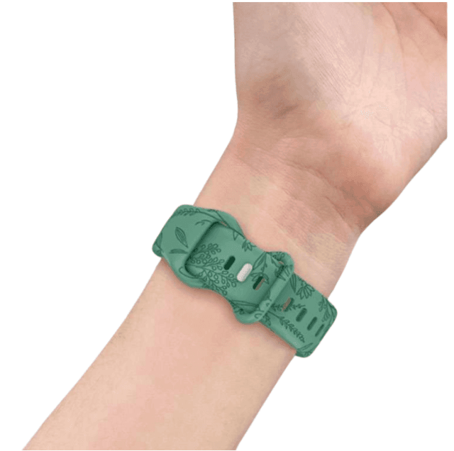 アップルウォッチバンド 花柄エンボス加工グリーンレザーApple Watchバンド