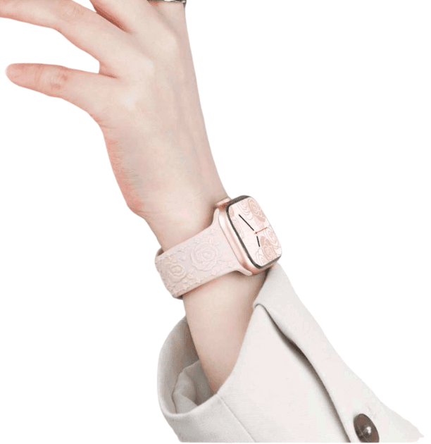 アップルウォッチバンド アップルウォッチ 花柄エンボス加工レザーバンド