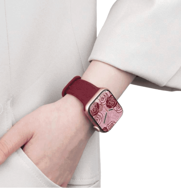 アップルウォッチバンド アップルウォッチ 花柄エンボス加工レザーバンド