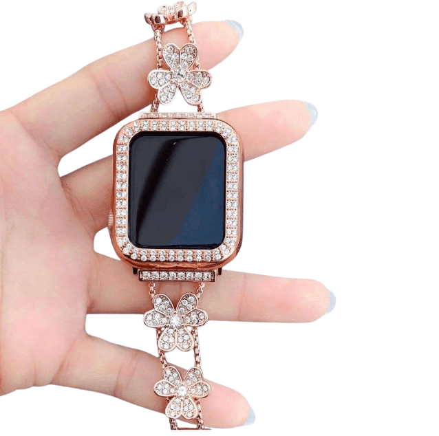 アップルウォッチバンド アップルウォッチ 花モチーフラインストーンバンド