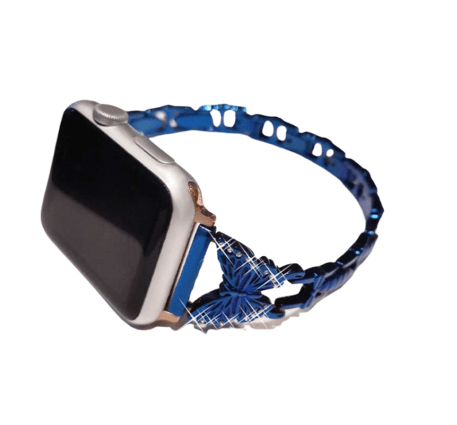 アップルウォッチバンド 蝶モチーフ ブルーメタリック Apple Watchバンド