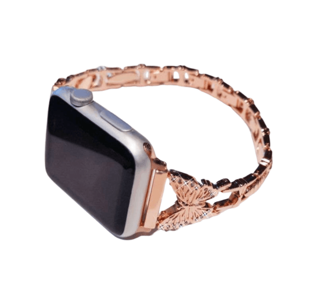 アップルウォッチバンド 蝶モチーフ ブルーメタリック Apple Watchバンド