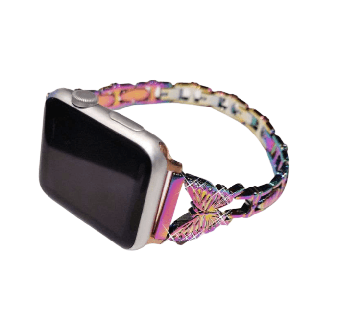 アップルウォッチバンド 蝶モチーフ ブルーメタリック Apple Watchバンド