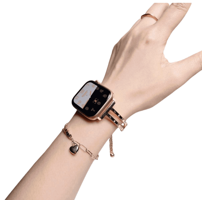 アップルウォッチバンド ローズゴールド ハート チャーム メタルバンド