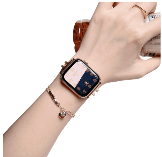 アップルウォッチバンド ローズゴールド ハート チャーム メタルバンド