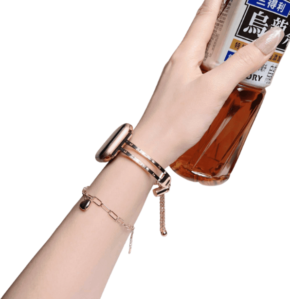 アップルウォッチバンド ローズゴールド ハート チャーム メタルバンド