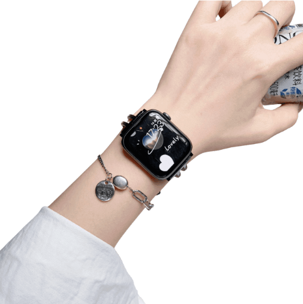 アップルウォッチバンド ローズゴールド ハート チャーム メタルバンド
