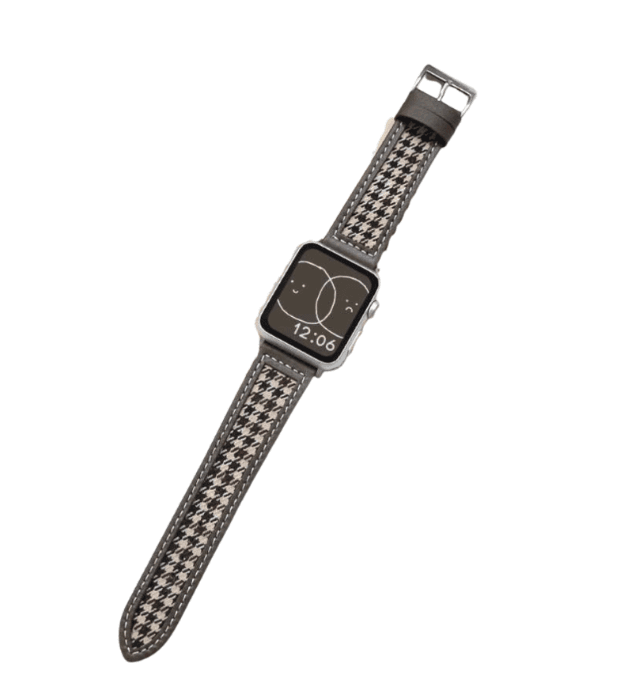 アップルウォッチバンド ハウンドトゥース柄レザー