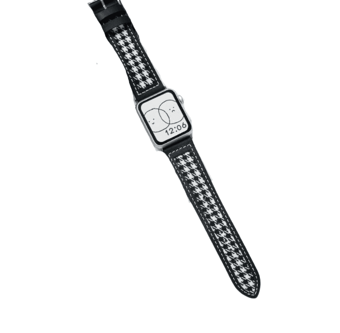 アップルウォッチバンド ハウンドトゥース柄レザー