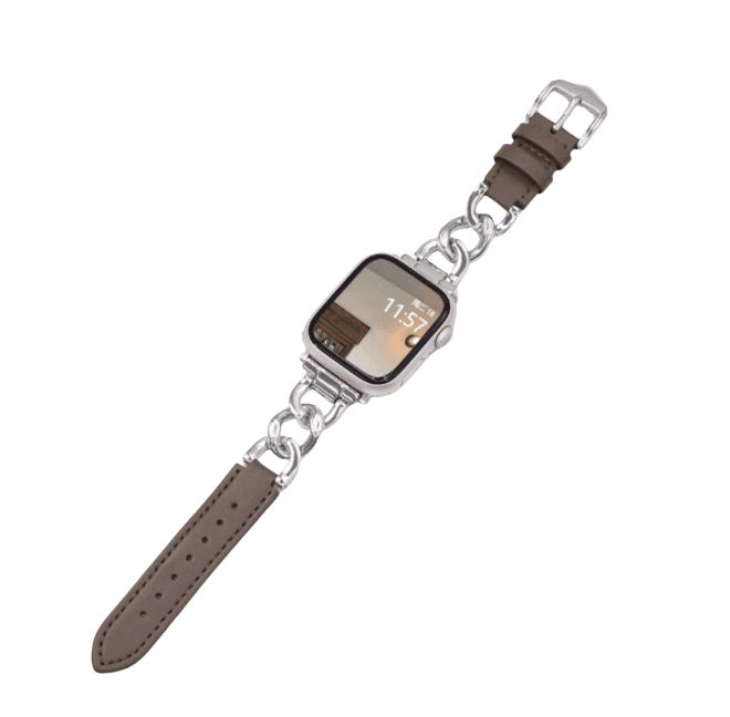 アップルウォッチバンド メタル×レザー 細身チェーン ブレスレット風