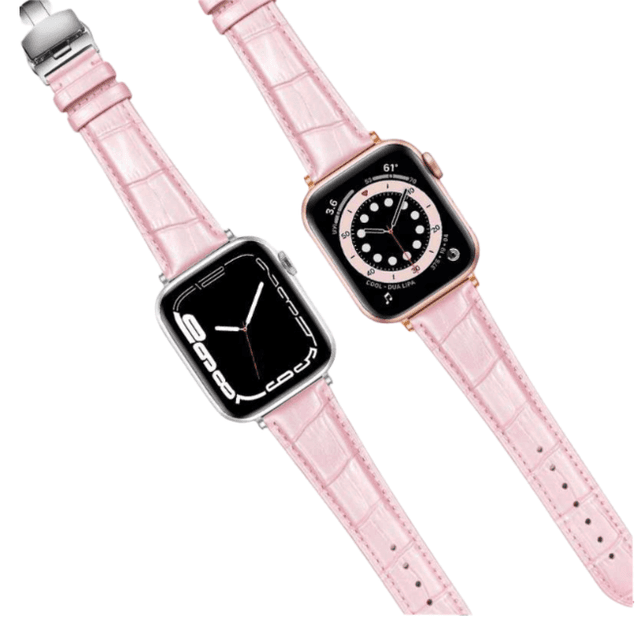 アップルウォッチバンド 高級感あふれるピンクレザーウォッチバンド