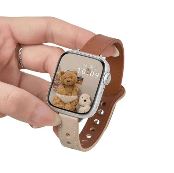 アップルウォッチバンド ツートンレザー調スマートウォッチベルト