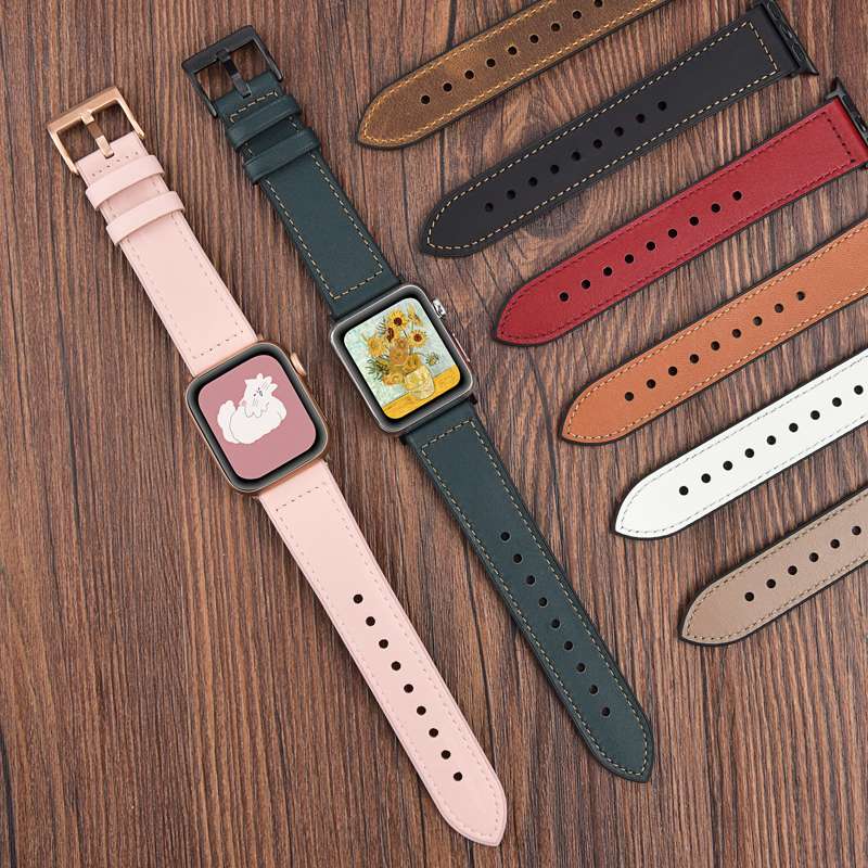 アップルウォッチバンド 本革シンプルステッチ交換ベルト