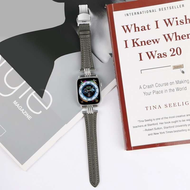 アップルウォッチバンド エレガントレザーステンレスバンド